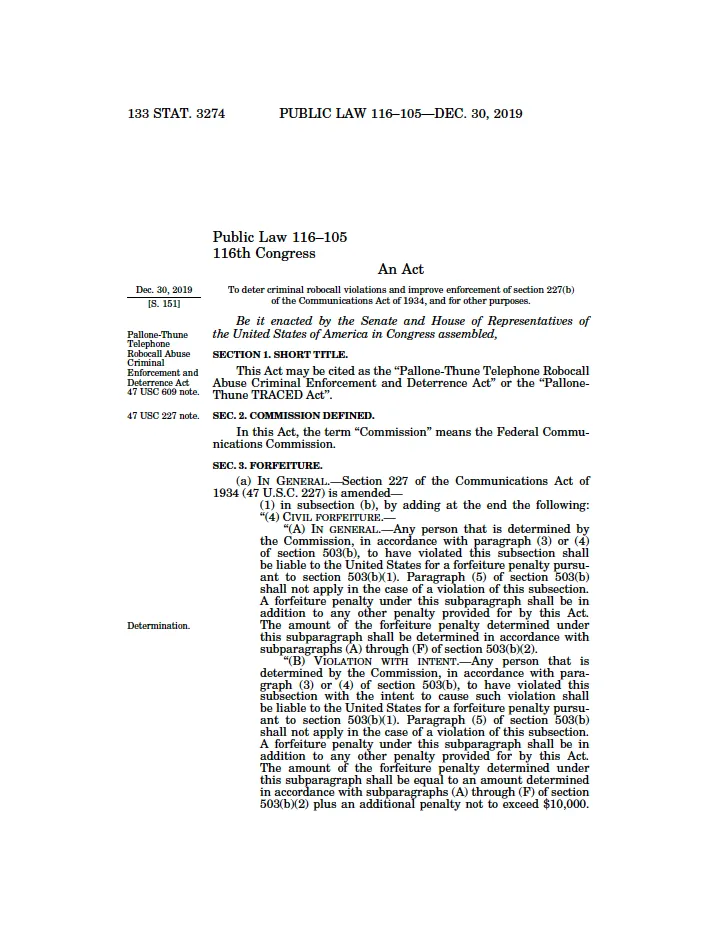 FCC TRACED Act